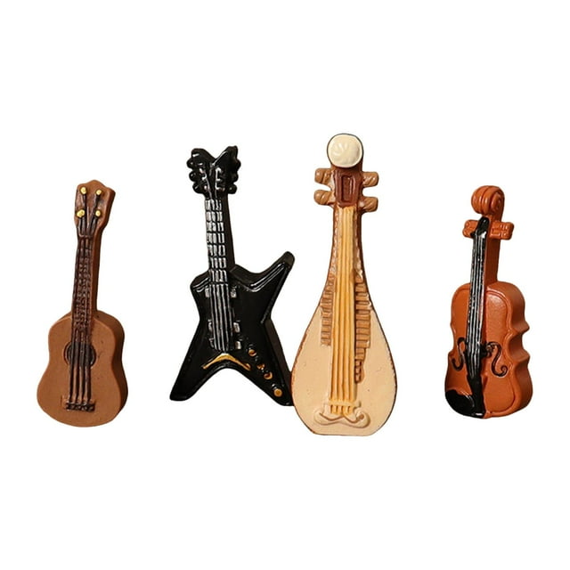 4 Uds. de instrumentos musicales para casa de muñecas, instrumentos musicales en miniatura, decoración decorativa de violín en miniatura, instrumentos