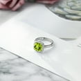 thumbnail image 5 of Gem Stone King 925 Sterling Silver Green Peridot & White Created Sapphire Engagement Ring for Women (3.00 Cttw, Cushion Checkerboard 8MM, Available in Size 5, 6, 7, 8, 9), 5 of 6