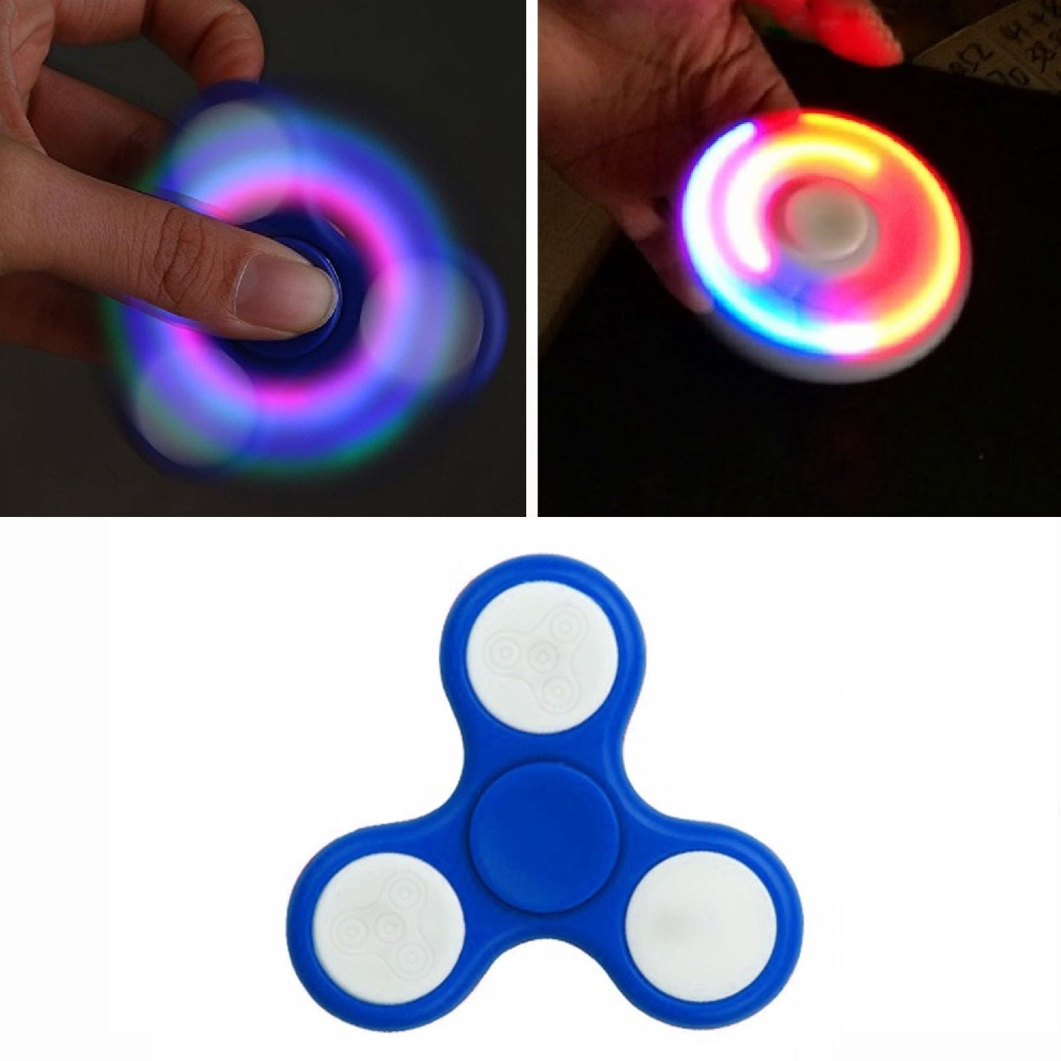 . Light Red Anxiety Syslux Tri-Spinner Fidget Spinner Toy Hand Spinner Glow In The Dark Fluorescence and Autism Adult Children ADHD Perfect For ADD