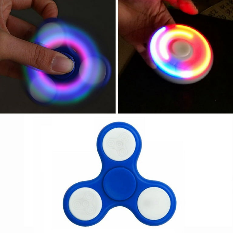 Light Up Color Flashing LED Fidget Spinner Tri-Spinner Hand Spinner Finger Spinner Toy Stress for Anxiety and Stress Relief - Blue - Walmart.com