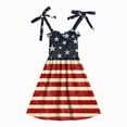 thumbnail image 3 of KPOPLK 4th of July Toddler Girl Outfit Dress Smocked USA Sleeveless Tie Strap Fouth of July Dresses Kids Patriotic Clothes(4-5 Years,Wine), 3 of 6