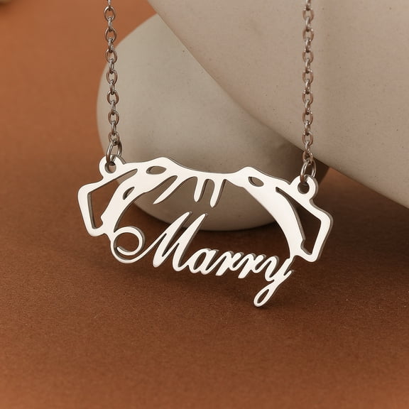 Custom Pug Dog Ear Name Chain Pendant Necklace For Women Men Stainless Steel Jewelry Choker Animal Pet Memorial Gift