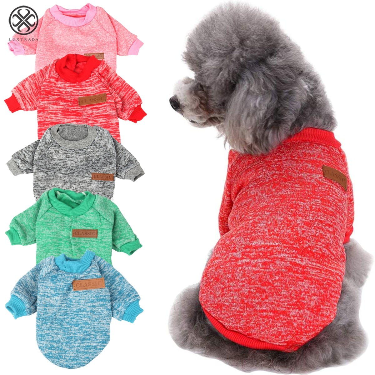 Luxtrada Pet Dog Classic Knitwear Sweater Fleece Coat Soft Thickening