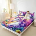 thumbnail image 4 of Homewish cute Unicorn Magic King Sheet Set (4-Piece) Cartoon Animals colorful Floral blossom Breathable Decor For Girls, 4 of 7
