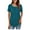 Blue, variant on Women's Short Sleeve Tunic Tops Lace Crochet Trim Pleated Tops Shirts of Female m-4x