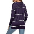 thumbnail image 2 of LoyisViDion Coat Womens Hoodie Striped Full Zip Long Sleeve Lightweight Sweatshirts Jacket Coat Purple 20(XXXXXL), 2 of 3