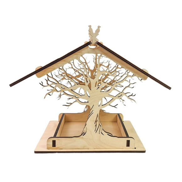 Pájaros De Madera, Contenedor De Semillas Colgante, Bandeja Para Pájaros Salvajes, Hogar, Jardín, Decoración De Árboles Eigraketly HA044679-02