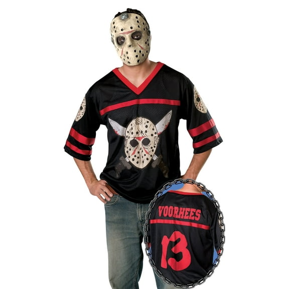 Friday The 13Th, Jason Hockey Jersey And Mask, Black, Standard Costume