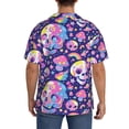 thumbnail image 5 of Cauagu Skull colorful mushroom Men's Short Sleeve Button Down Hawaiian Shirt for Men Bowling Shirts Casual Summer Beach Shirt,X-Large, 5 of 6