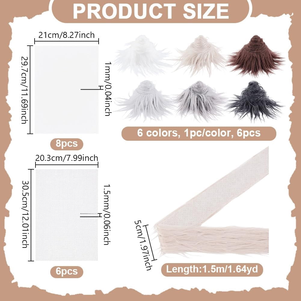 6Pcs 6 Colors Christmas 60% Fibre and 40% Polyester Wool Fabric for Craft Festive Garment Decoraions Rectangle Mixed Color 50mm 1.5m/pc 6pcs/set