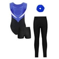 thumbnail image 3 of vastwit Gymnastics Outfit for Girls 4pcs Figure Ice Skating Training Suit Dance Leotard with Shorts Leggings Hairband Blue&Black 6, 3 of 8
