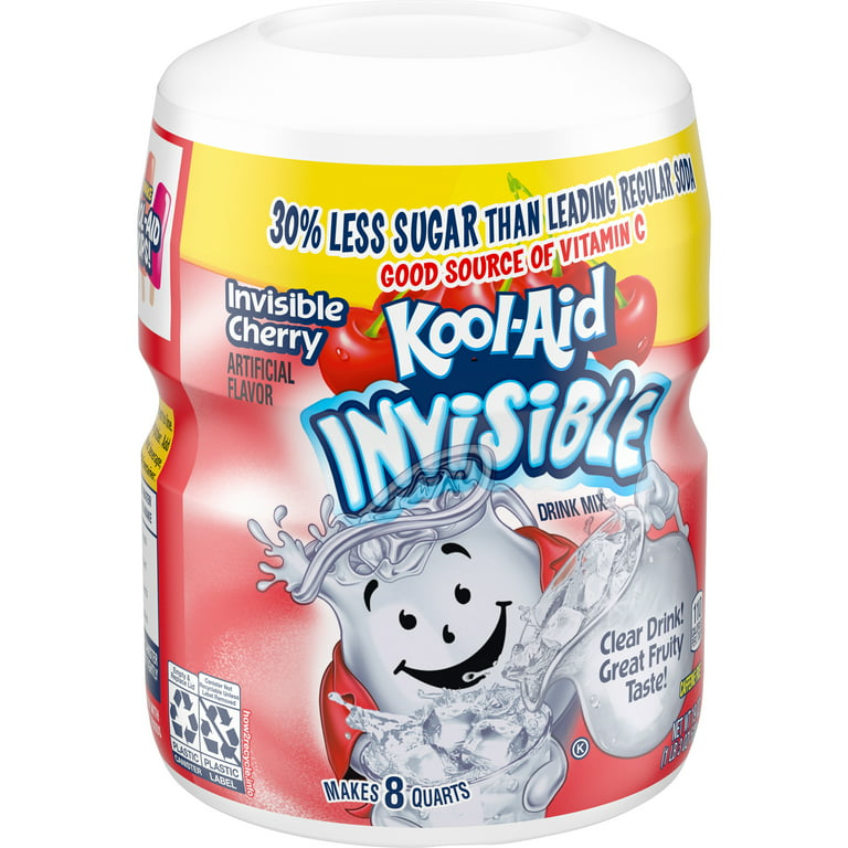 Kool-Aid Invisible Sugar-Sweetened Invisible Cherry Artificially Flavored  Powdered Soft Drink Mix, 19 oz Canister 