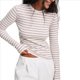 thumbnail image 3 of Camiseta Básica Informal de Larga con Cuello Redondo, Elástica y Acanalada para Mujer. Caqui L, 3 of 7