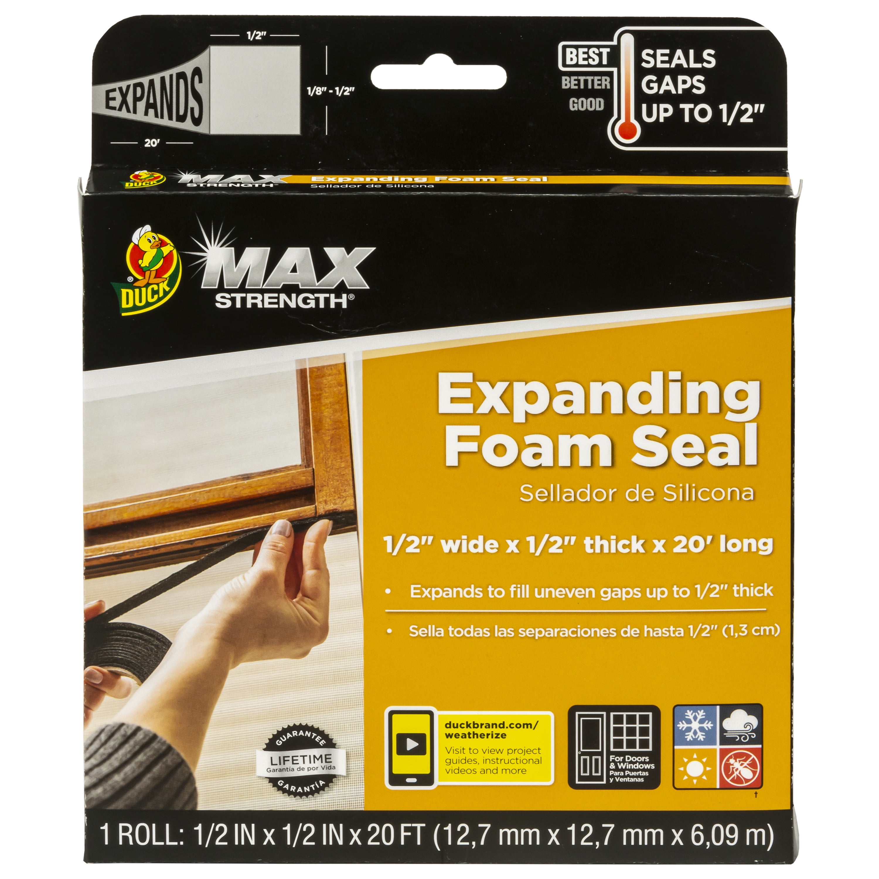 Duck Max Strength Expanding Foam Seal for Door and Windows, .5 in. x .5