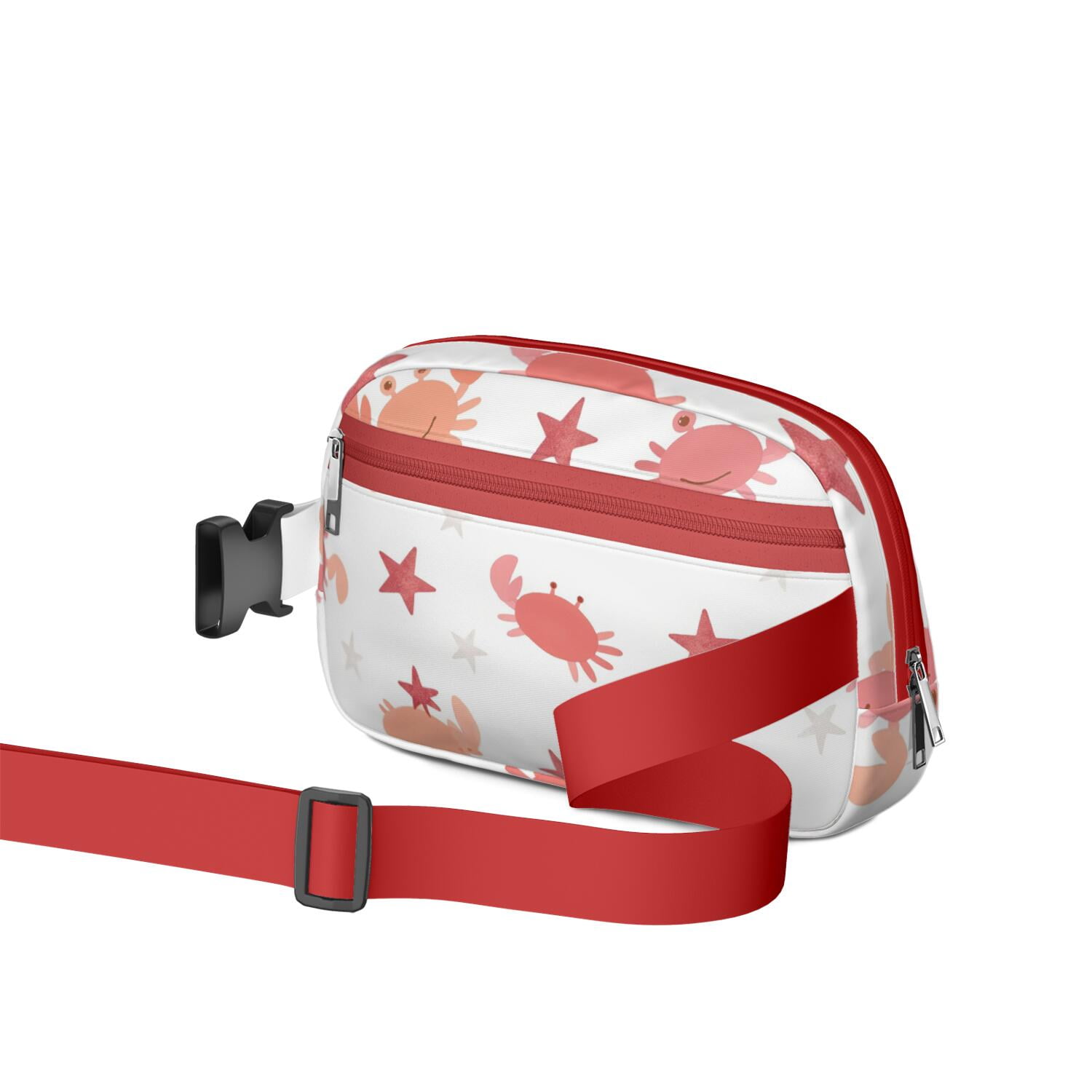Cross Body Bag for Men&Women Fashionable Waterproof Fanny Pack with Adjustable Strap for Casual Running Hiking Cycling Cute Crab Marine Adorable Sporty Waist Pack