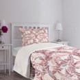 thumbnail image 3 of Ambesonne Floral Quilted Bedspread Set 2 Pcs, Sketchy Leaves Petals, Twin Size, Maroon Coral and White, 3 of 5