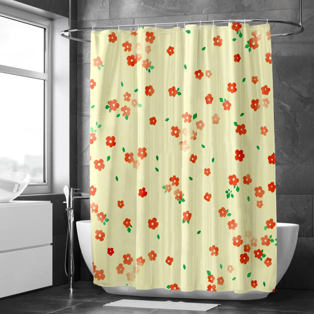 FABOTD Floral Shower Curtain Set Yellow Shower Curtains for Bathroom