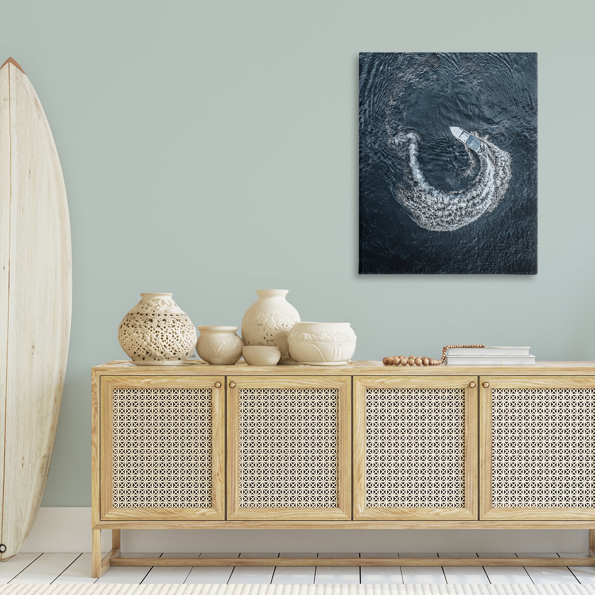 Stupell Industries Boat Circling Water Transportation Photography Gallery Wrapped Canvas Art Print Wall Art, 30 x 40