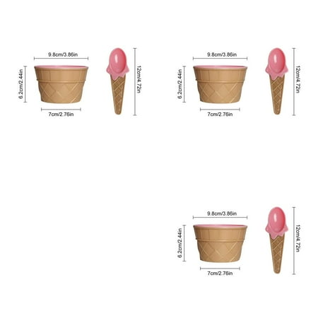 

3Pcs Kids Ice Cream Cup Dessert Ice Cream Pp Bowl With Spoon Dinnerware Tableware