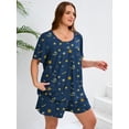 thumbnail image 5 of SHOWMALL Women's Plus Pajama Set 2 Piece Loungewear Short Sleeve Tops and Shorts Starry Sky Deep Navy 3X Soft Sleepwear with Pockets, 5 of 6