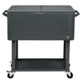 thumbnail image 3 of 80 Quarts  Rolling Ice Chest,Refrigeration And Insulation Cart, Stand Up Cooler Trolley  With Two Directional Wheels And Iron Foot Tube, Rectangular Plastic Box,Outdoor Cooler Cart ,Dark Grey, 3 of 8