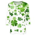 thumbnail image 5 of Diufon T-Shirts de la Saint-Patrick pour Femmes Décontractés Grande Taille Imprimé Trèfle Manches 3/4 Col Rond, 5 of 5
