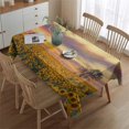 thumbnail image 2 of Sunset Sunflower Field Scene Rectangle Tablecloth 60"x84",Waterproof Polyester Rectangle Table Cloth, Wipeable Spillproof Polyester Tablecloth for Dining, Camping, Indoor and Outdoor, 2 of 5