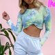 thumbnail image 1 of Blusa Mangas Largas Top corto con cuello redondo para mujer Color degradado Y2k Top de manga larga Ropa informal Ygjytge Púrpura T XL para Mujer, 1 of 6