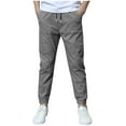 thumbnail image 2 of Sevevn Boys Linen Pants School Uniform Chino Pants Kids Drawstring Elastic Waist Pull on Twill Jogger Pants with Pockets 4-33 Years, 2 of 8