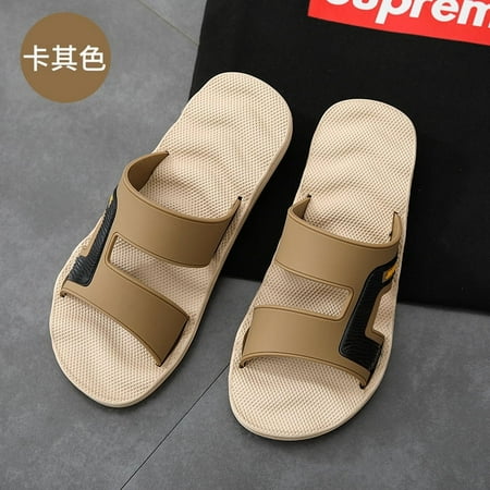 

Summer Men‘s Fashion Trend Outdoor Wear Slippers Non-Slip Massage Large Size Bath Sandals Men‘s Household One-Word Slippers for Men