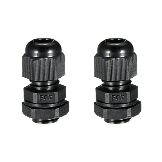 Unique Bargains 3-6.5mm PG7 Cable Gland Waterproof Plastic Joint Adjustable Locknut 2Pcs