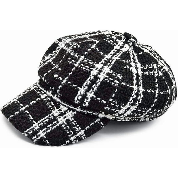Women's Classic Retro Plaid Newsboy Cap Visor Gatsby Cabbie Hat