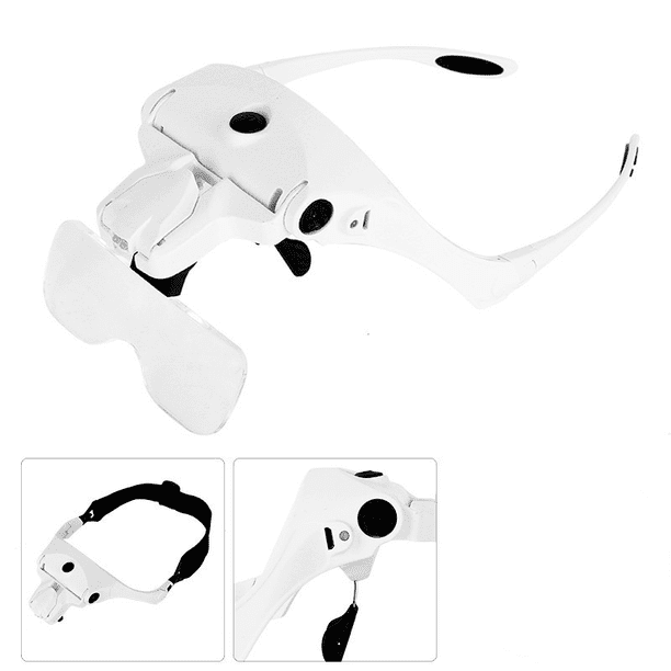 Lupa de diadema manos libres, lupa de cabeza de carga USB con luz LED Reloj artesanal de joyería 5 lentes 1.0X 1.5X 2.0X 2.5X 3.5X (versión mejorada)