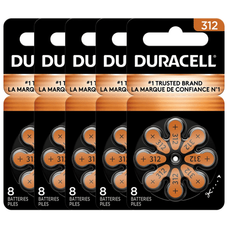 Duracell Size 312 Hearing Aid Batteries(4 packs of 8 -Total of 32 batteries)