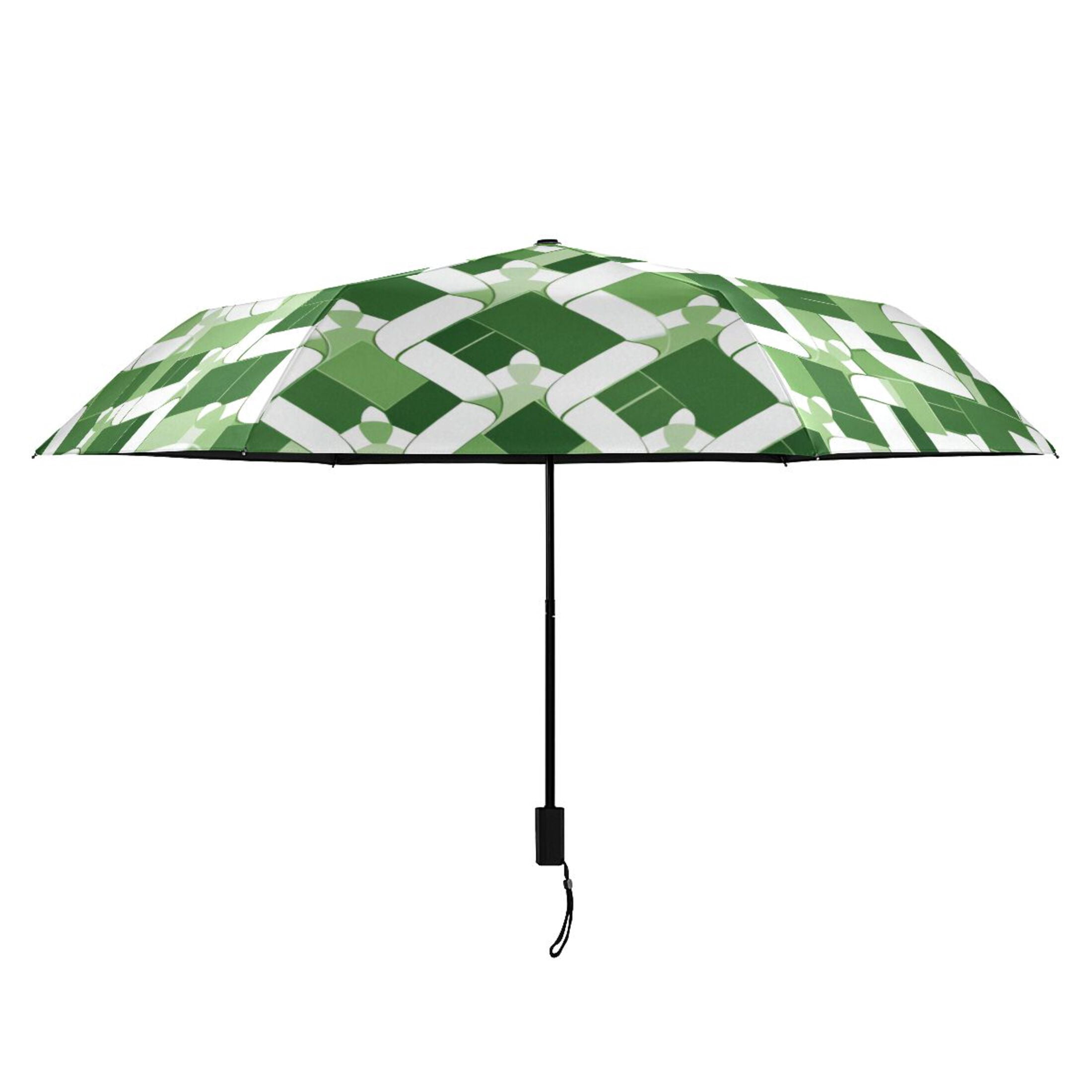 ALAZA St Patrick Checkered Grid UPF 50+ Compact Folding Umbrella for Rain Travel Umbrella Packable