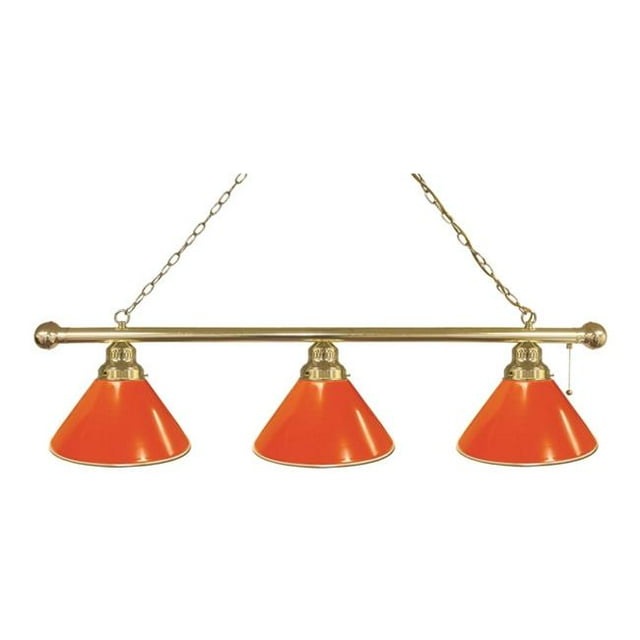 Holland Bar Stool BL3BROrg Orange 3 Shade Pool Billiard Light, Brass