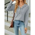 thumbnail image 6 of KelaJuan Women Button Hoodies Casual Solid Color Long Sleeve Hooded Sweatshirt Autumn Loose Fit Pullover Tops, 6 of 6