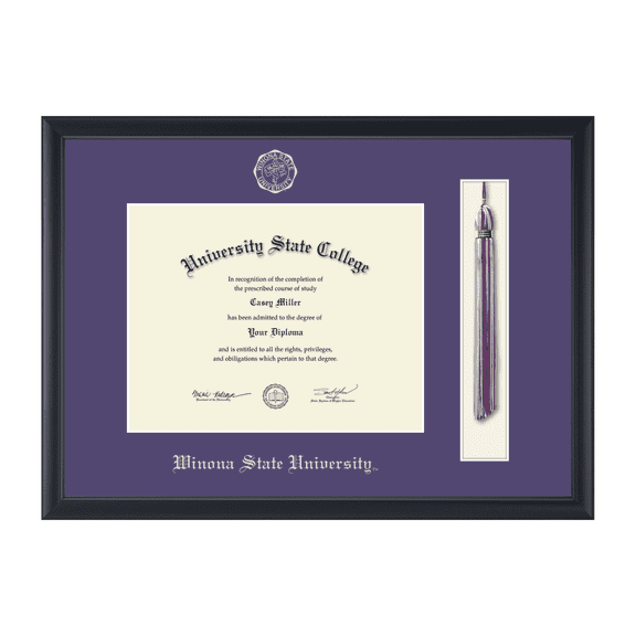 Framerly - Winona State Tassel Diploma Frame with Purple Mat
