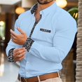 thumbnail image 1 of Camisa abotonada para hombre, informal, de negocios, de primavera y verano, de talla grande, de manga larga, con solapa plana, para uso urbano y turístico, informal y de moda, 1 of 6