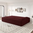 thumbnail image 6 of Demi Bonn 78" Modern Floor Sofa Bed with 2 Pillows, Convertible Teddy Fabric Full Size 15" Foam Mattress, No Assembly, Stylish Sleeper Couch for Living Room, Red, 6 of 12