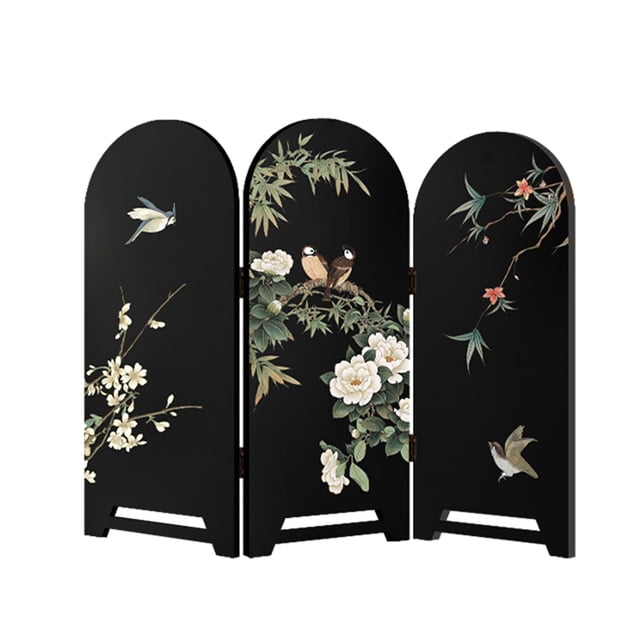 KLKCMS Folding Desktop Screen Oriental Gift Decorative Desk Privacy Panel for Shelf 30x25cm