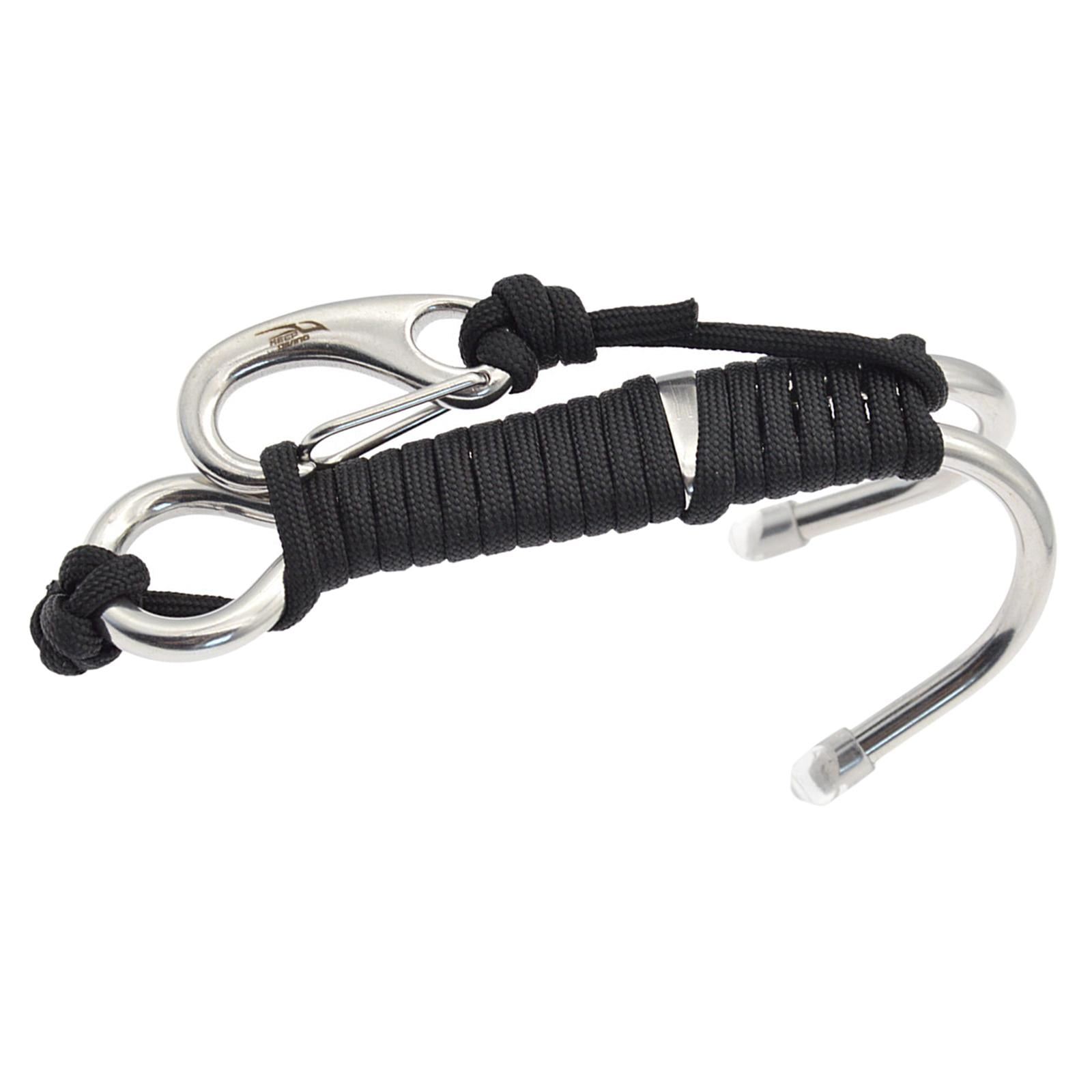 Details about   Scuba Diving Stainless Steel Reef Double Hook with Spiral Coil Lanyard 