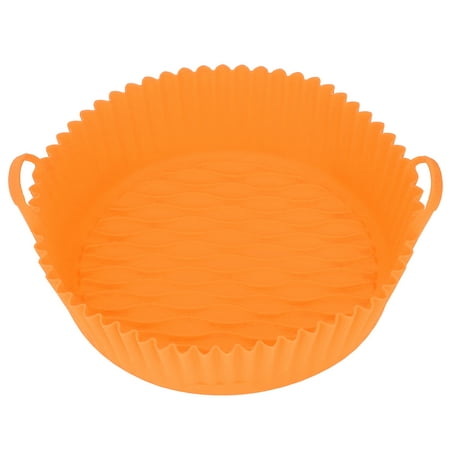 

Fryer Silicone Basket Round Reusable Heat Fryer Liner Food Grade Dishwasher Safe Flexible For Oven Orange Red