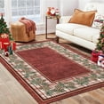 thumbnail image 5 of Christmas Area Rug 10' x 13', Washable  Bordered Rugs Christmas Decorative Rug Xmas Throw Carpet, Non Slip Holiday Rug for Entryway Bedroom Living Room, Red, 5 of 8