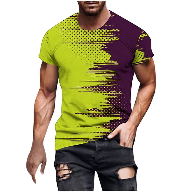 T-shirt à Manches Courtes Imprimé pour Hommes Col Rond Mode Décontractée Manches Courtes