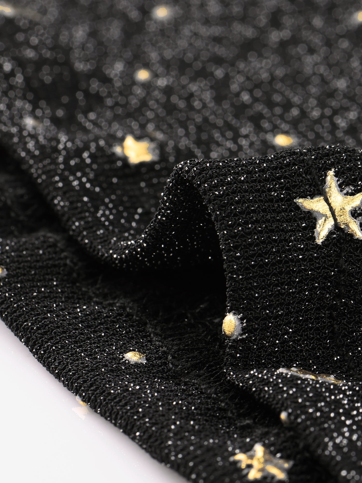DARING DIVA Stars Print Mesh See Through Top M Black