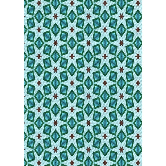 Ahgly Company Machine Washable Indoor Rectangle Transitional Teal Green Area Rugs, 2' x 3'