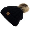thumbnail image 2 of Womens Thick Knit Faux Fuzzy Fur Pom Fleece Lined Beanie, 2 of 2
