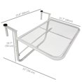 thumbnail image 2 of Adjustable Balcony Hanging Railing Table, White Metal Outdoor Hanging Desk for Patio & Deck, 3-Level Height & Rail Width Adjustment, Small Space Serving Table, 23.6" L x 22" W, 2 of 7