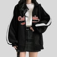 thumbnail image 2 of Tunic Tops for Women Loose Fit Fall Hooded Long Sleeve Blouson Off the Shoulder Drawstring Graphic Leisure Cotton Hoodie Sweatshirt(Black,XL), 2 of 4